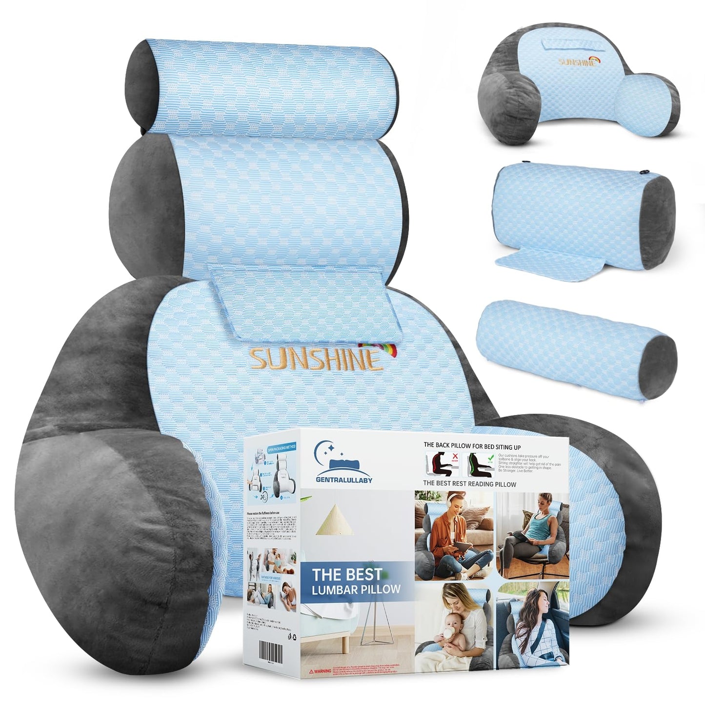 The Adjustable Large Back Pillow for Bed Sitting Up-Ergonomic Back, Neck, and Lumbar Support Pillow-Reading Pillow-Bed Pillow for Sitting Up - Perfect for Elderly, Pregnant Women, and Kids.