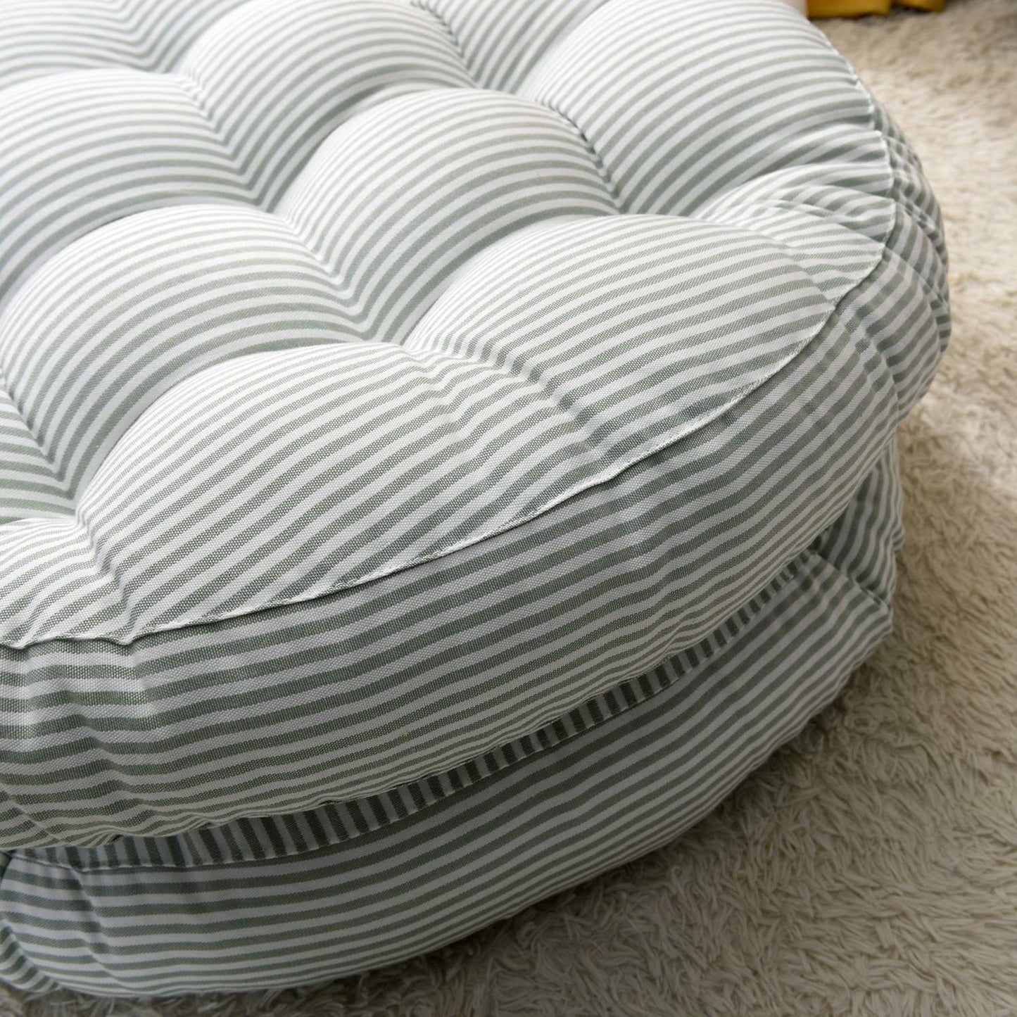 Tiita Indoor/Outdoor Cushions 22 Inch Round Striped Chair Cushions for Patio Garden Seat Cushion Pads for Home Floor Pillows Window Pad Set of 2, Blue