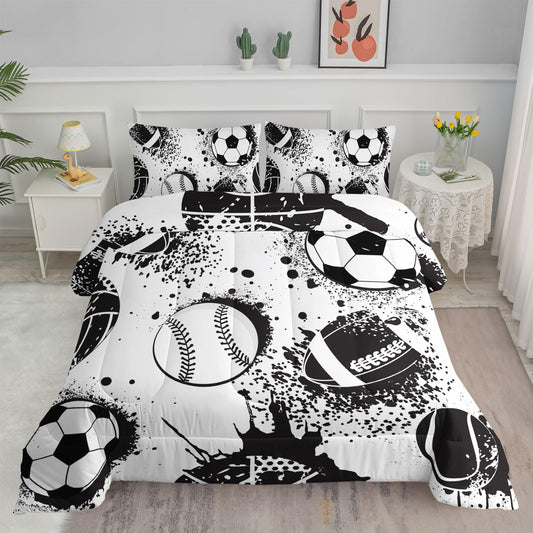 Axolotl Ball Sports Comforter Set Twin,Football Soccer Bedding Set,Football Baseball Game Comforter Set,Baseball Bedding Set,Hip Hop Graffiti Artwork Bedding for Boys Kids Men,1 Quilt 2 Pillowcases