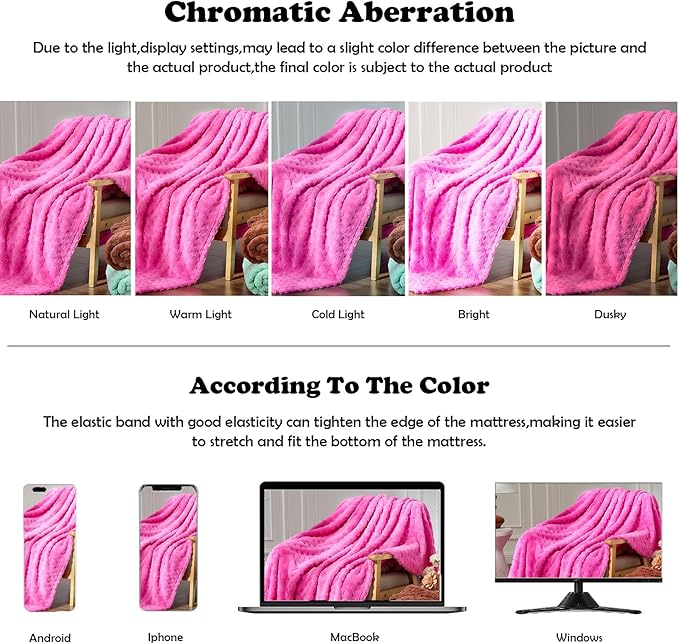 NEWCOSPLAY Super Soft King Blanket Pink Premium Silky Flannel Fleece 3D Waffle Checkered Lightweight Bed Blanket All Season Use (Hot Pink, King(90"x110"))