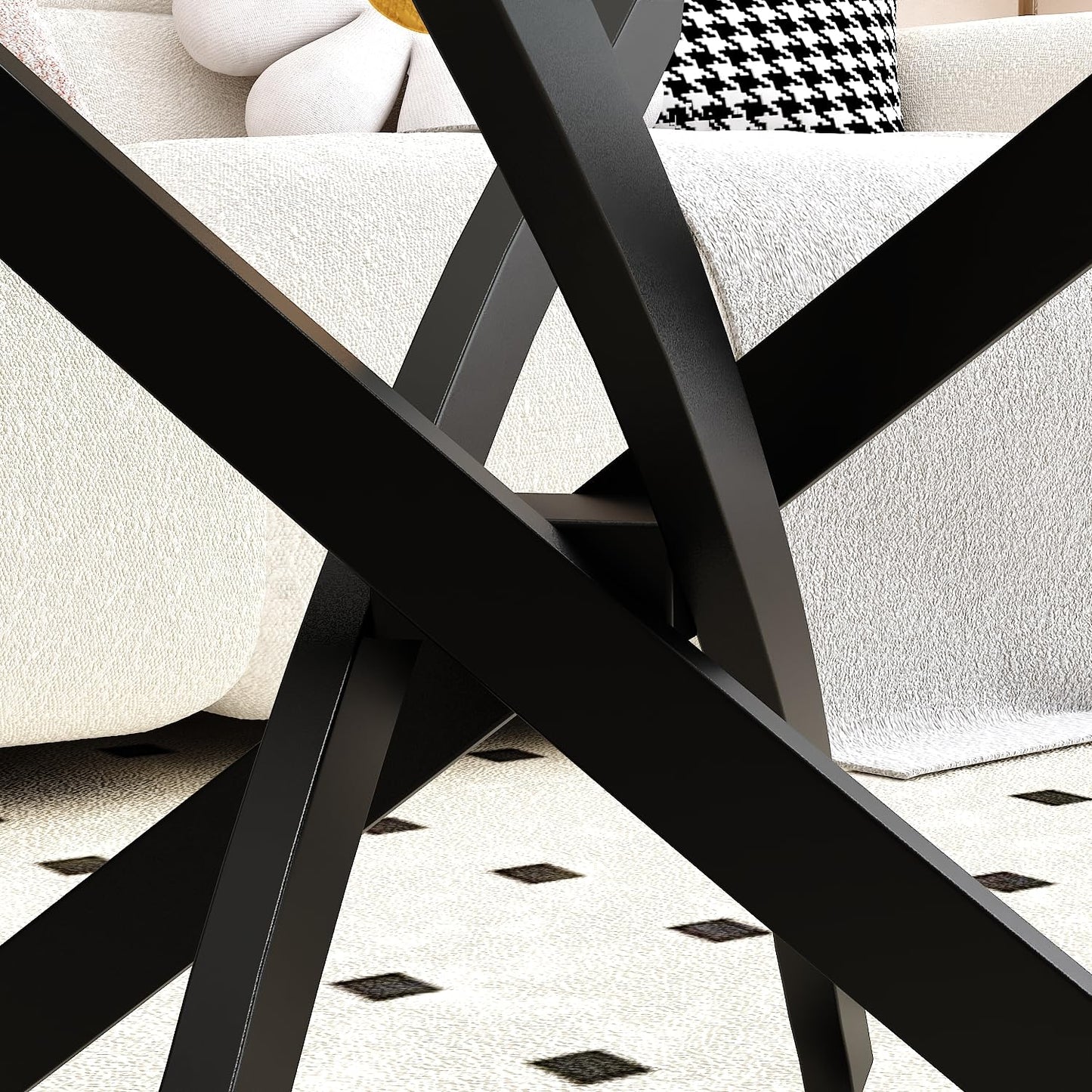 GOLDFAN Oval Coffee Table Modern Living Room Table with Tempered Glass Top and Black Metal Legs Contemporary Stylish Center Table Tea Table for Living Room Bedroom