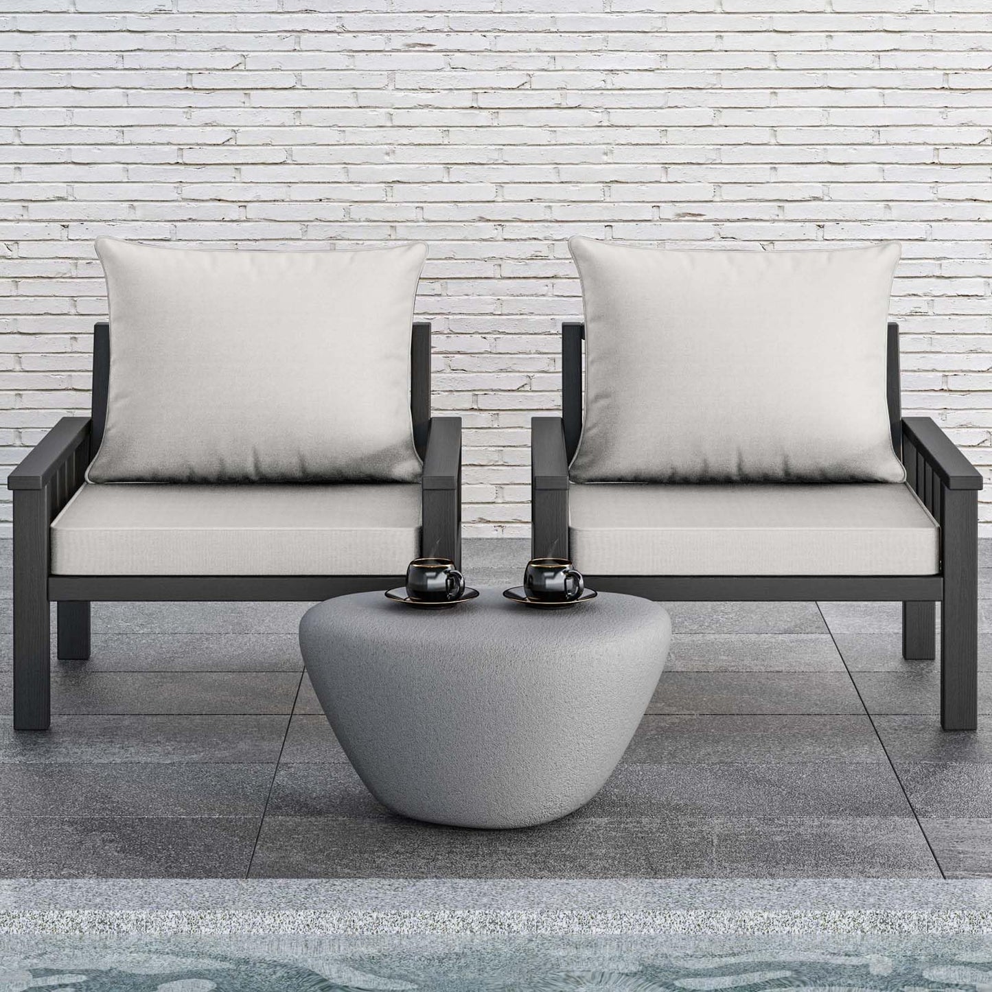 THMINS Grey Outdoor Patio Cushion Set of 4, 24x24 Inch Deep Seat and Back Cushions, Waterproof & Fade-Resistant, Removable Covers.