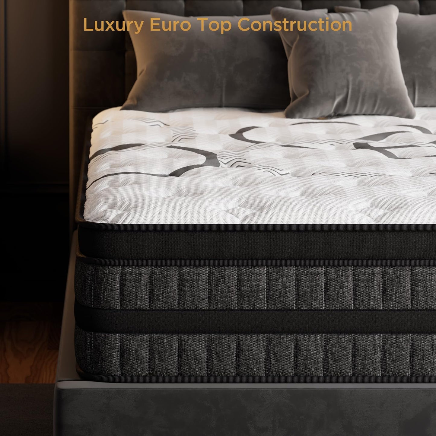 PUBPLON Queen Mattress 12 Inch Hybrid Mattresses Euro Top Medium Firm for Back & Lumbar Support, 365 Night Trial, Individual Pocket Spring Bed for Motion Isolation & Pressure Relief (12 Inch, Queen)