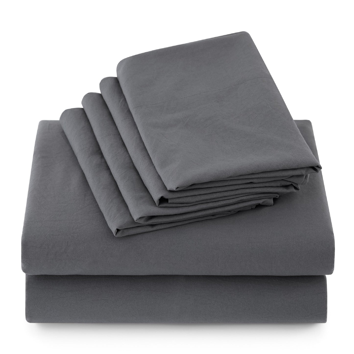 Bedsure Deep Pocket King Sheet Set - 6 Piece, Prewashed Ultra-Soft King Size Sheets Set, Fits Mattresses Up to 18 Inches Thick, Breathable & Secure Fit, Hotel Luxury Bedding, Grey