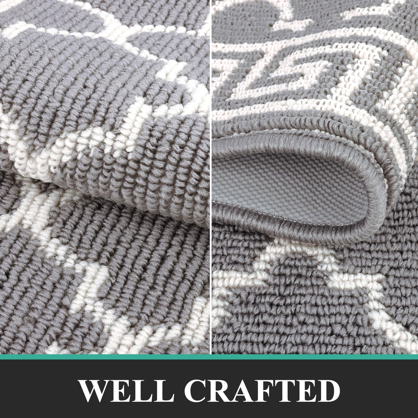 Pauwer Door Mat Indoor Entrance 32"x48" Absorbent Dirt Trapper Welcome Mats for Front Door Washable Entryway Rugs Ultra Thin Doormat Non Slip Runner Rugs for Hallway Kitchen Laundry Room, Grey