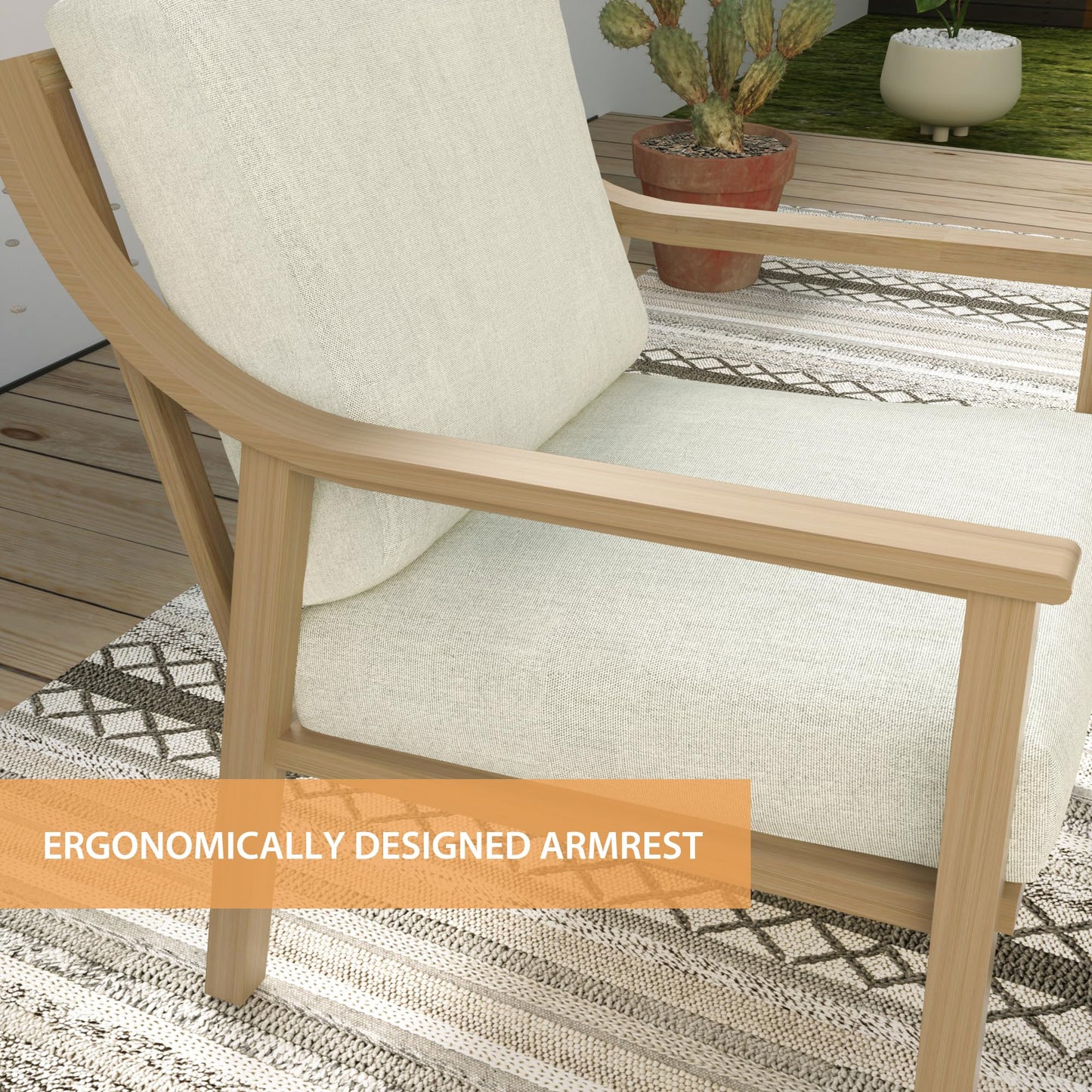 HAPPATIO 3-Piece Patio Bistro Set, All-Weather Aluminum Outdoor Conversation Set Includes 1 Side Table and 2 Cushioned Armchairs for Porch, Deck, or Garden