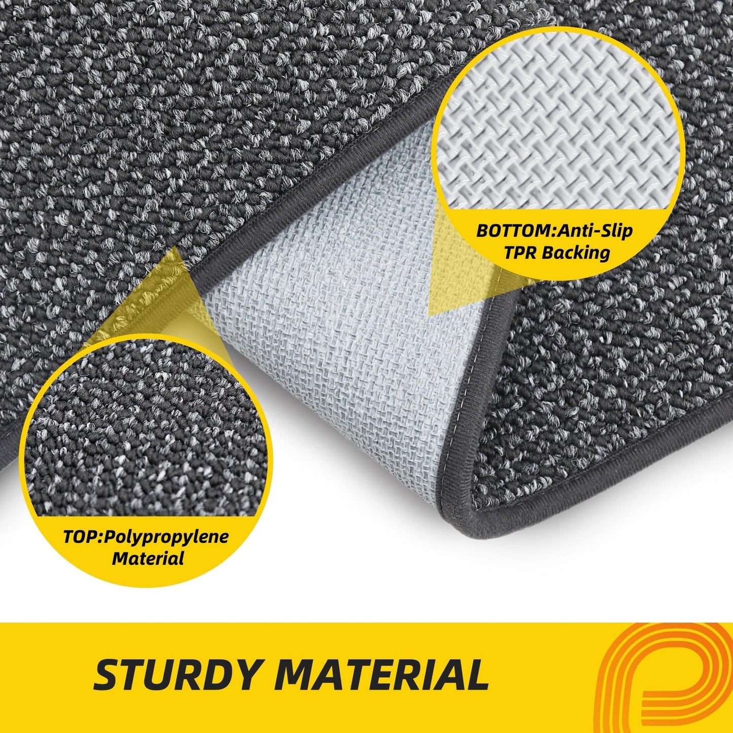 JSEI Dirt Trapper Door Mat 24"x36" Non-Slip Washable Entrance Mat, Dog Doormats, Absorbent & Fade-Resistant Floor Mats, Low Profile Welcome Mats for Entryway, Front Door, and Inside Entrance,Dark Grey