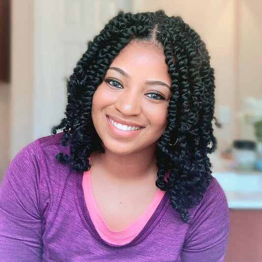 Passion Twist Hair 10 Inch 8 Packs, Pre Twisted Passion Twist Crochet Hair For Black Women, Pre Looped Passion Twist Curly Crochet Hair, Short Crochet Passion Twist Hair (10 Inch (Pack of 8), 4#)