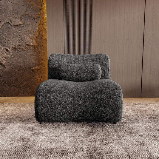 ALYIAMXL Modular Chaise Lounge Chair Indoor, Chenille Sectional Sofa with Moveable Headrests & Cylindrical Pillows, Hidden Legs Design for Living Room,Small Spaces(Black)