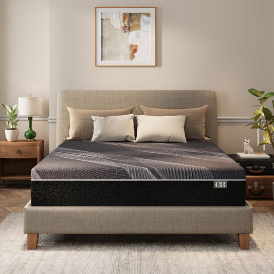 CH CHARME HOUSE 10 Inch Queen Mattress, Bamboo-Charcoal Memory Foam Mattress, Cooling & Pressure Relief, Bed in a Box, Foam Made in USA & CertiPUR-US Certified, 60'x80'x10', Black