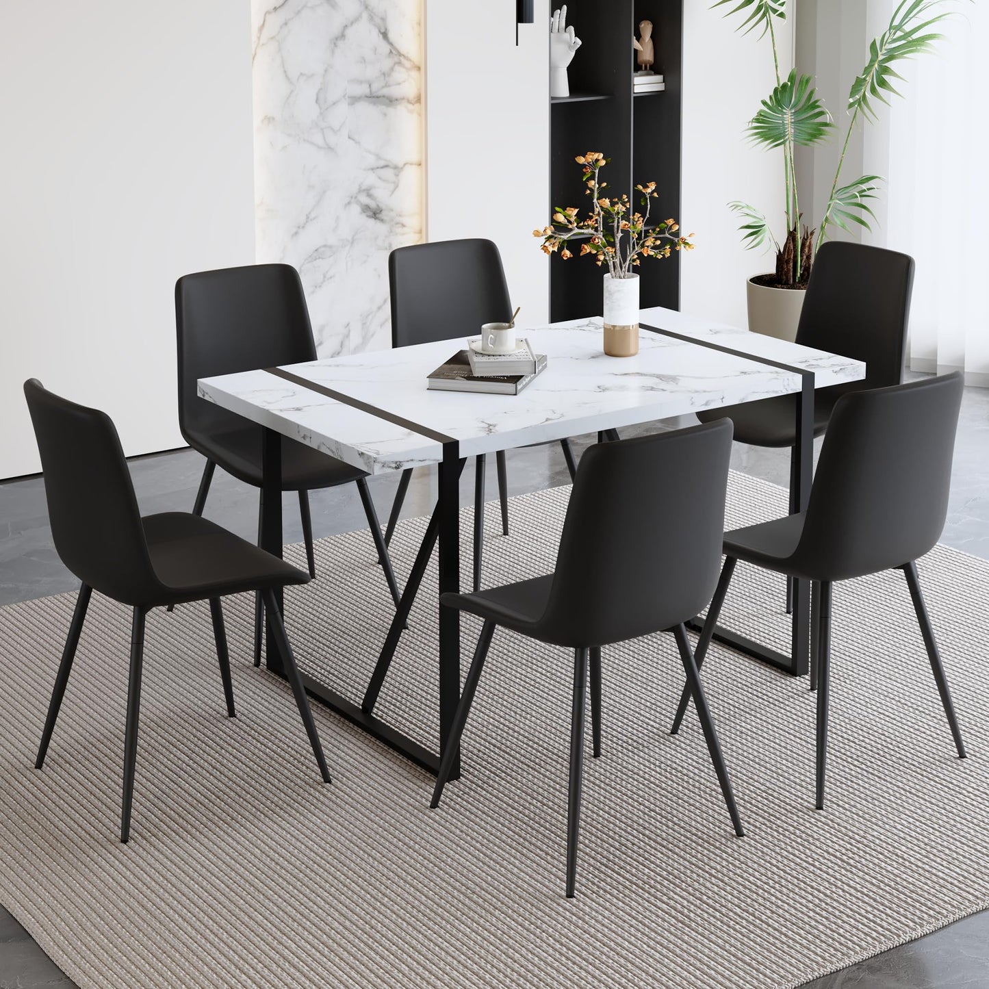 MUUOKY Dining Room Table Set for 6, Dining Table Set for 6, Dining Table for 6 with Chairs - Easy Assembly