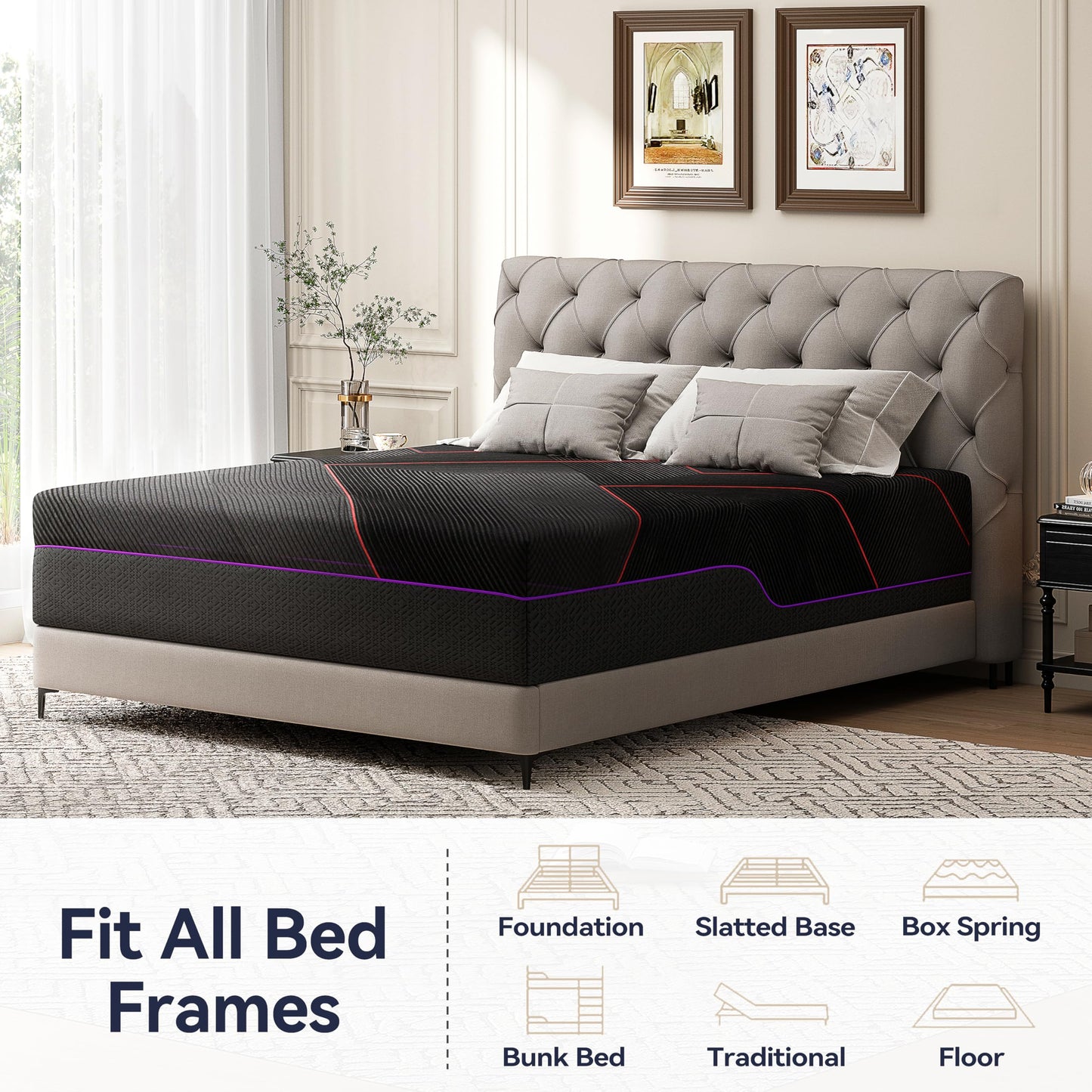 BedsPick Queen Mattress, 12 Inch Memory Foam Mattress for Pressure Relief, Medium Feel, Cooling Gel Memory Foam with Washable Cover, CertiPUR-US