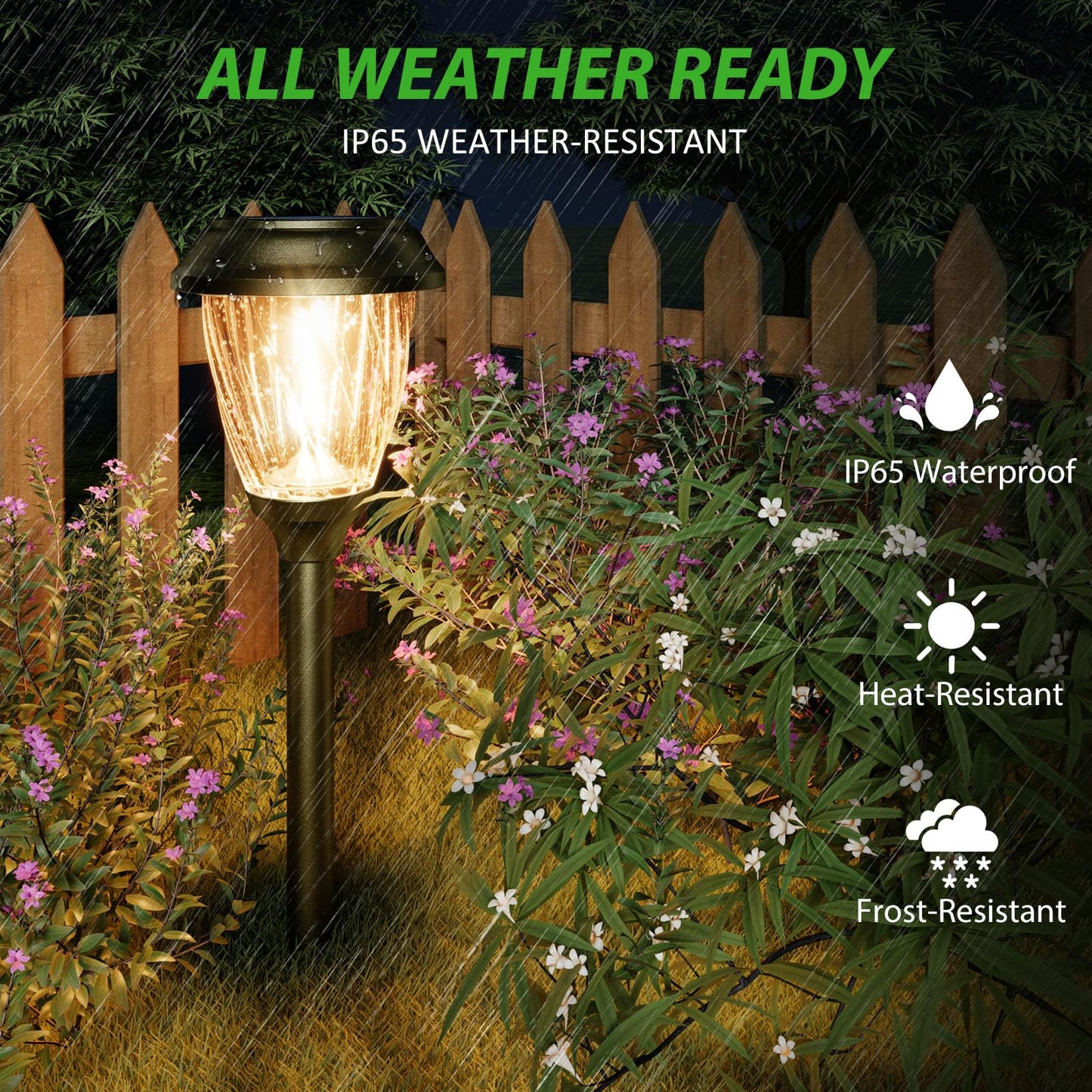XMCOSY+ Solar Pathway Lights Outdoor, 10/25 LM in 2 Lighting Modes, Glass Stainless Steel Waterproof Outside Solar Powered Garden LED Lights for Yard Lawn Driveway Walkway Landscape Decor(Warm White)