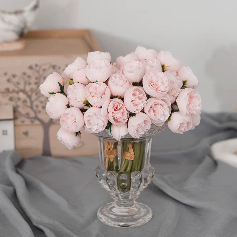 27 Heads Pink Roses Peony Bouquet