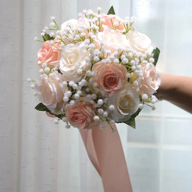 Bridal Bridesmaid Silk Peony Rose Bouquet