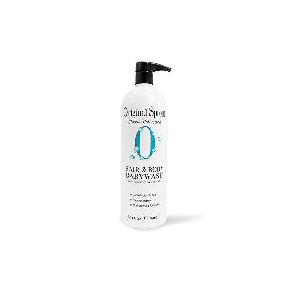 Original Sprout Baby Shampoo and Body Wash, Hypoallergenic Formula with Organic Calendula & Rosemary for Sensitive Hair Skin, 32 oz. Bottle