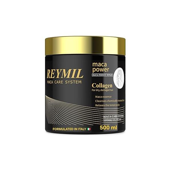 REYMIL-Collagen hair mask - treatment for dry damaged Collagen Hair Treatment Deep Repair Conditioning Argan Oil Shine and Softness Healthy -16.9onz mascarilla para el cabello