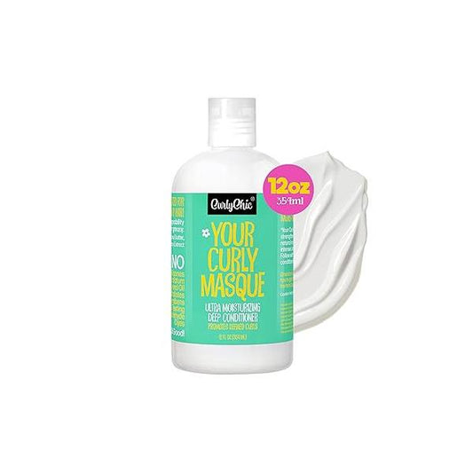 CurlyChic Your Curly Masque - Ultra Moisturizing Deep Conditioner for Curly, Kinky, Coily & Wavy Hair Frizz-Free, Natural Ingredients, Sulfate Paraben Free, Infused with Shea Butter& Babasu Butter