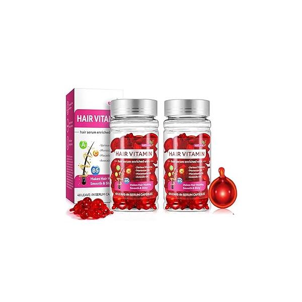Hair Treatment Vitamin Serum Oil Capsule for Dry Damaged Hair, 2 Boxs, Enriched with Moroccan Macadamia Avocado Oils. (80 Pcs)